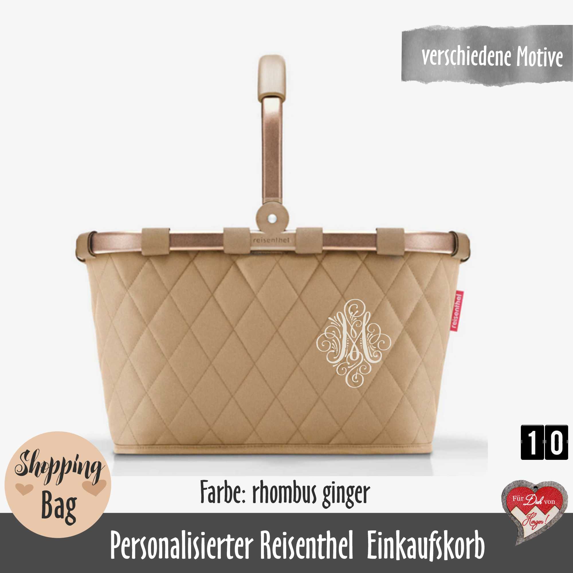 Personalisierter Einkaufskorb Reisenthel • Mit Monogramm oder Namen bestickt • Geschenk für Sie – Bild 4
