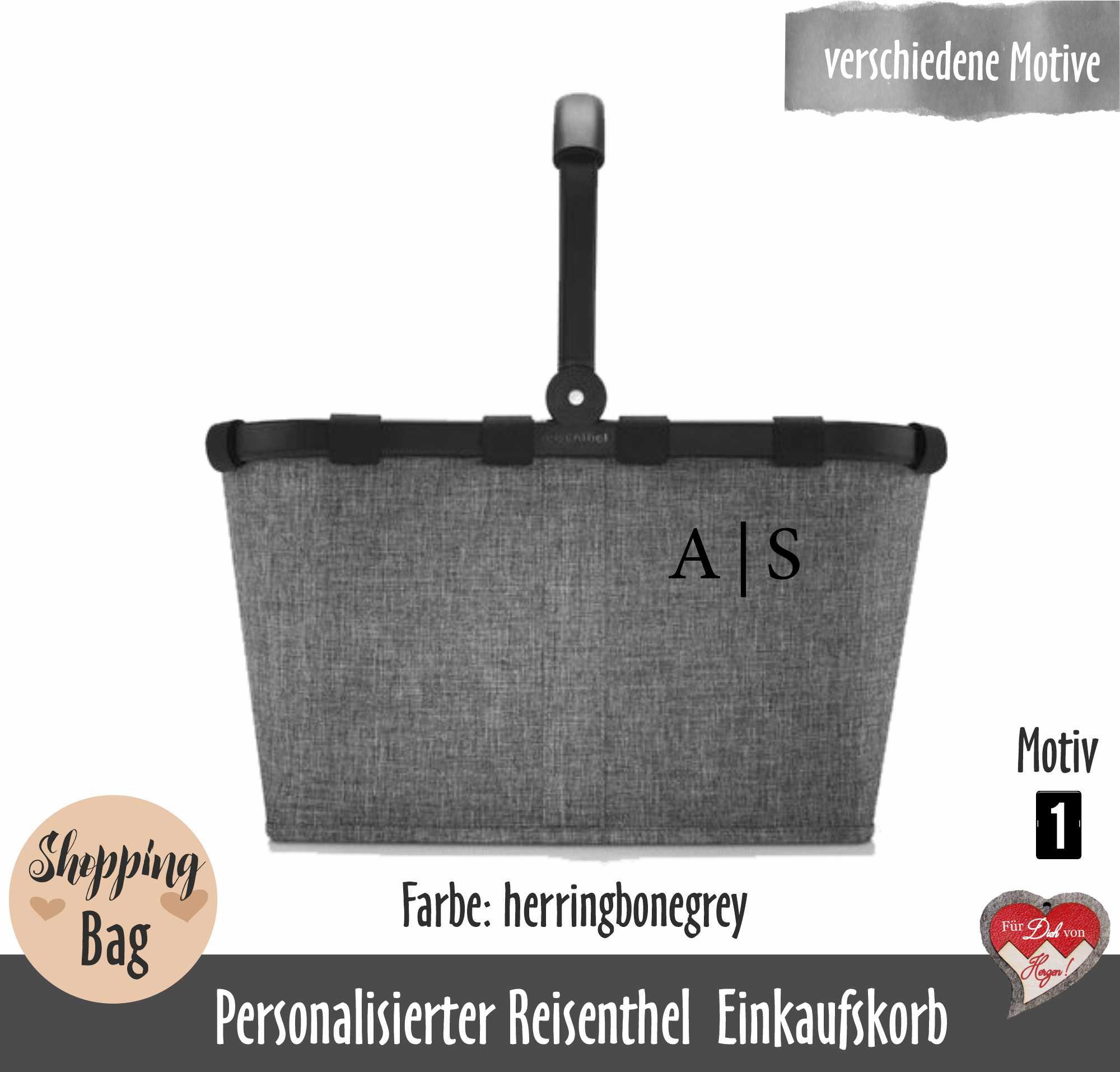 Personalisierter Einkaufskorb Reisenthel • Mit Monogramm oder Namen bestickt • Geschenk für Sie – Bild 3