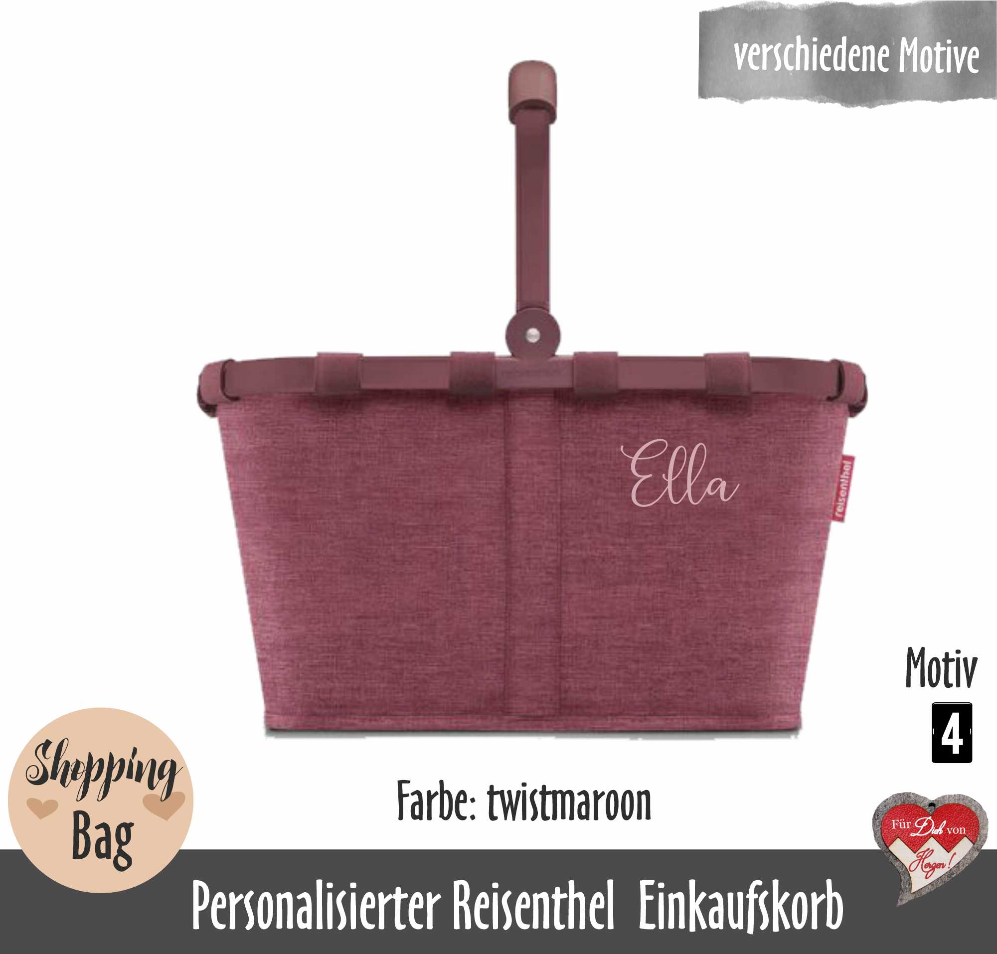 Personalisierter Einkaufskorb Reisenthel • Mit Monogramm oder Namen bestickt • Geschenk für Sie – Bild 5