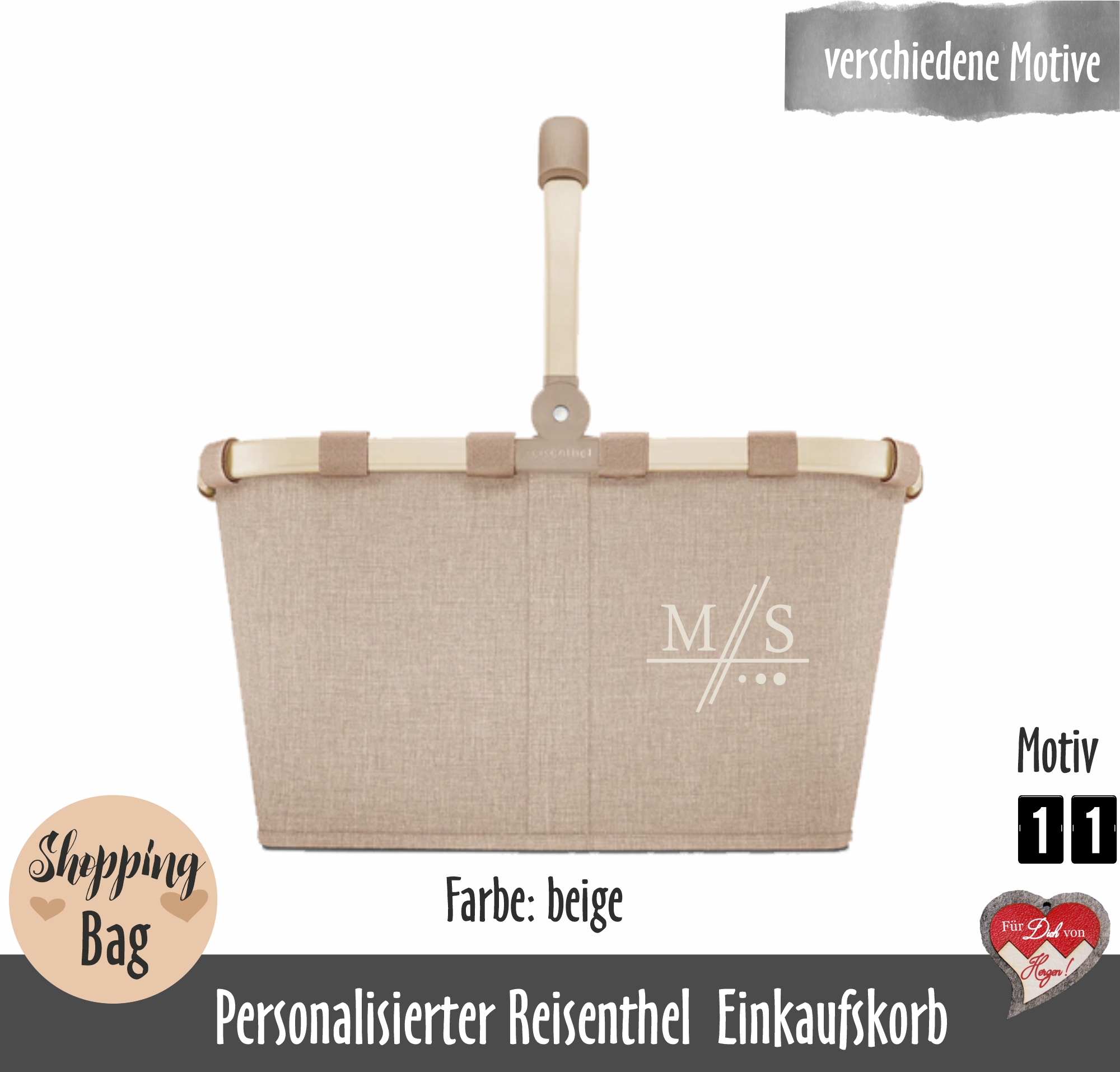 Personalisierter Einkaufskorb Reisenthel • Mit Monogramm oder Namen bestickt • Geschenk für Sie – Bild 6