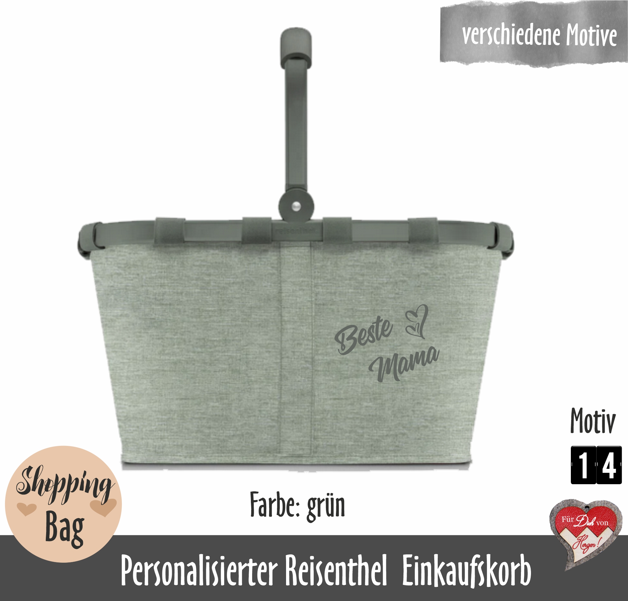 Personalisierter Einkaufskorb Reisenthel • Mit Monogramm oder Namen bestickt • Geschenk für Sie – Bild 8