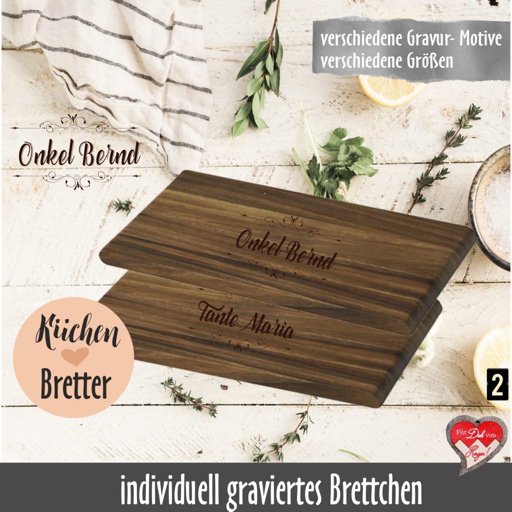 Frühstücksbrett Aus Ahornholz Mit Gravur – 26x15x1,2 Cm, Personalisiert Mit Text & Motiv